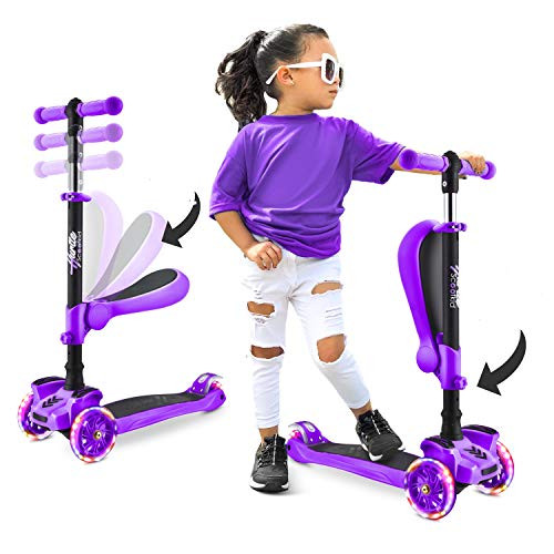 Hurtle 3-Wheeled Scooter for Kids W/LED Wheel Lights