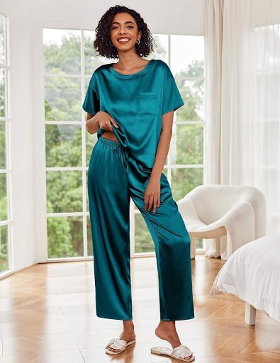 Ekouaer Womens Satin Pajama Set