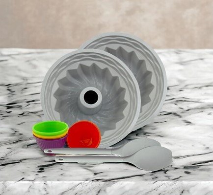 8-Piece G&S Design Silicone Bundtform Bakeware Set