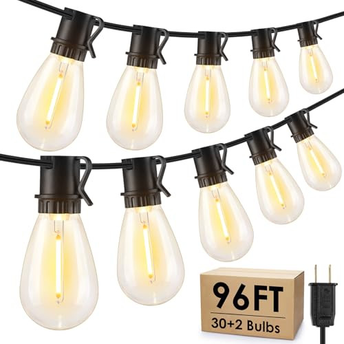 Larkvue 96-Ft LED Outdoor Waterproof Patio String Lights