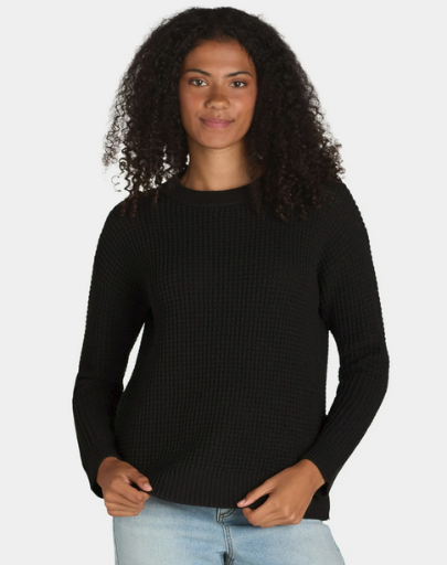 Time and Tru Women's Midweight Waffle Stitch Crewneck Sweater