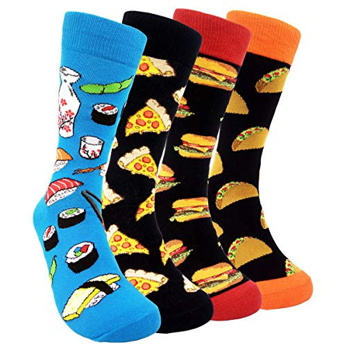 4 Pairs of Men’s Patterned Novelty Dress Socks