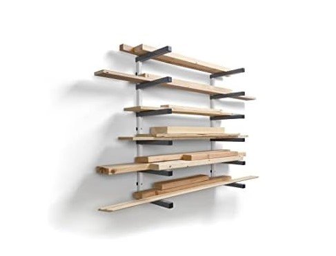 6-Level Wall Mount Bora Metal Indoor/Outdoor Wood Organizer and Lumber Storage Rack