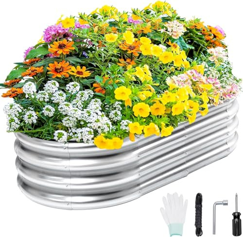 Humariey Galvanized Raised Garden Bed Outdoor, 4x2x1ft