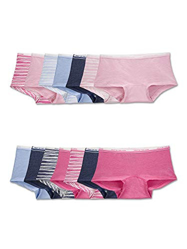 Fruit of the Loom Girls' Cotton Boyshort Underwear, 14 Pack
