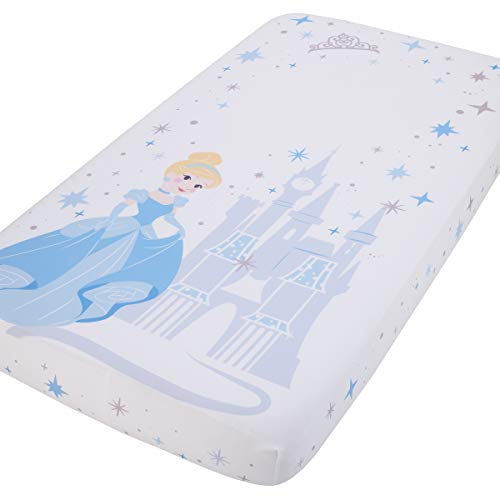 Disney Princess Cinderella Light Blue & White Photo Op Fitted Crib Sheet Deal