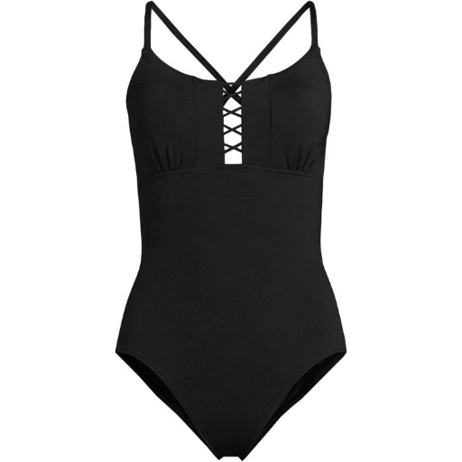 Lands' End Women's Lace Up One Piece Swimsuit