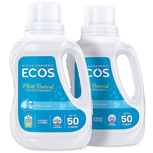 ECOS Laundry Detergent Liquid, Free & Clear, 50 Fl Oz (Pack of 2)
