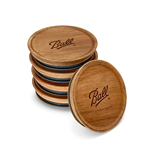 5-Pack Ball Jar Wide Mouth Wooden Storage Lids