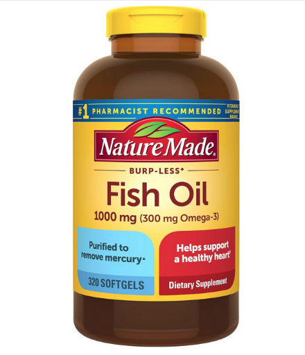 Nature Made Burp Less Omega 3 Fish Oil Softgels, 320 Count