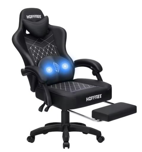 Ergonomic Gaming Chair with Footrest and Massage