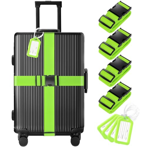 Gostwo Heavy Duty TSA Approved Luggage Straps & Tags (8-Pack)
