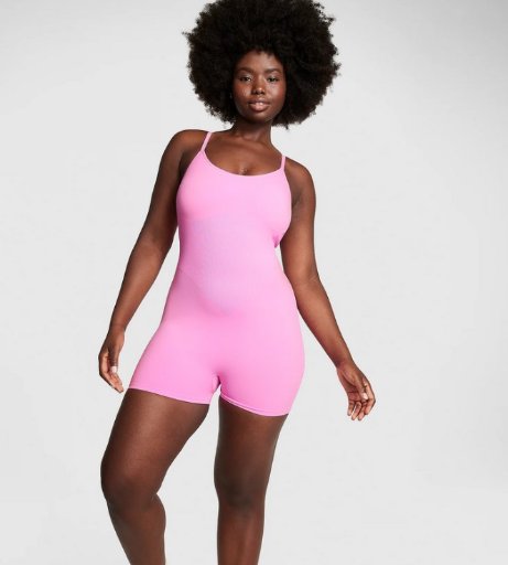 Pink Soft Seamless Short Workout Onesie