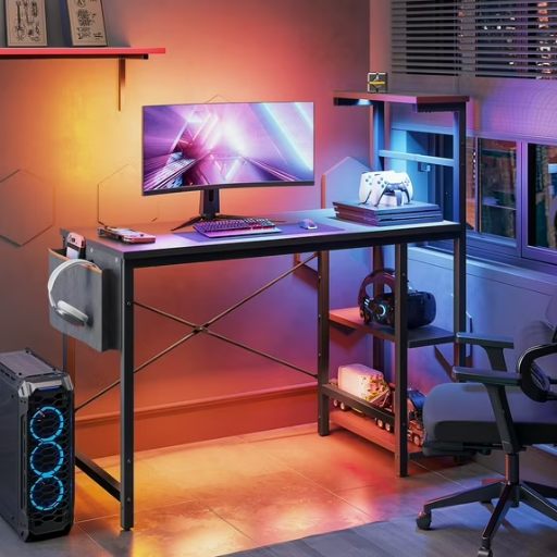 Bestier Computer Gaming PC Desk with LED Lights