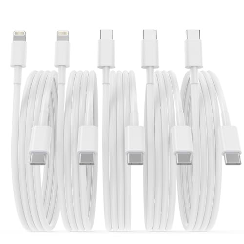 5 Pack of Charging Cables (3 USB-C, 2 Lightning)