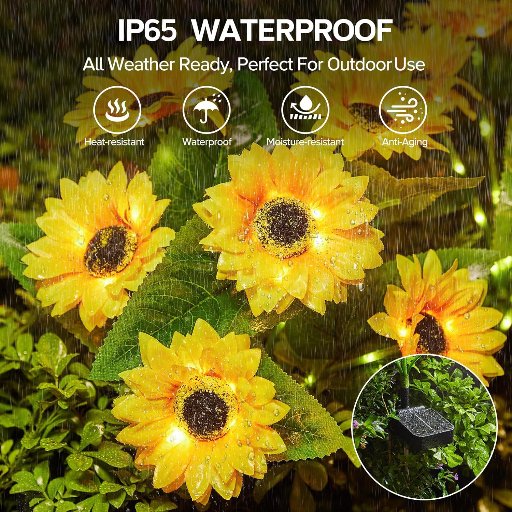 3 Pack of Solar Sunflower Lights