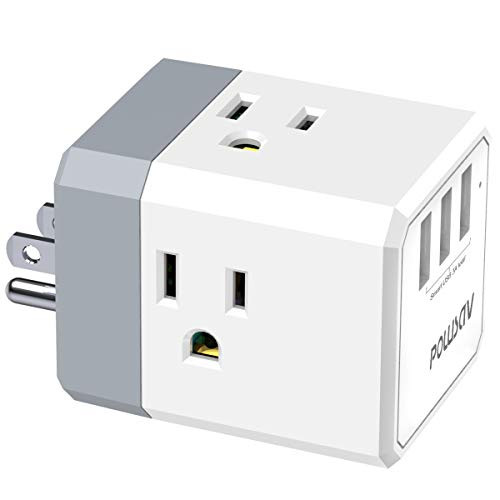 3-Outlet USB Wall Charger and Extender with 3-Way Splitter