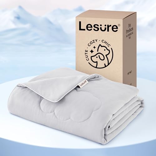 LE SURE Premium Large Q-MAX >0.4 Cooling Pet Blanket/Mat for Dogs & Cats (40x50, Light Grey)