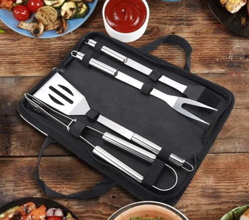 4-Piece Stainless Steel Grill Accessories Tool Set