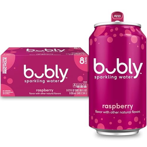 bubly Sparkling Water, Raspberry, 8 Pack