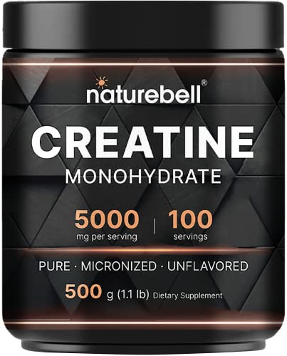 NatureBell Creatine Monohydrate Powder (Unflavored, 100 Servings)