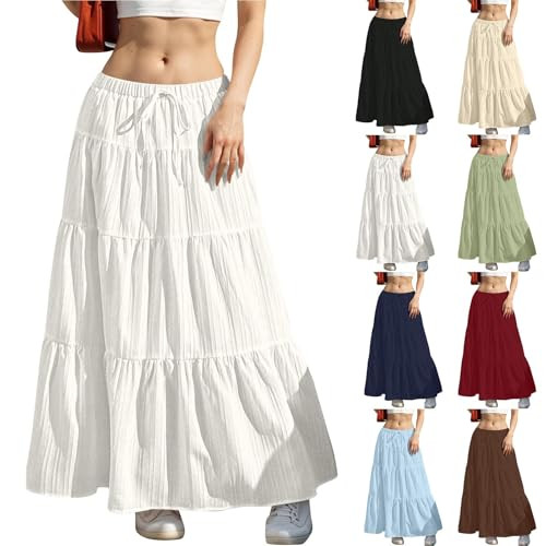 Women's Boho Flowy Tiered Maxi Skirt