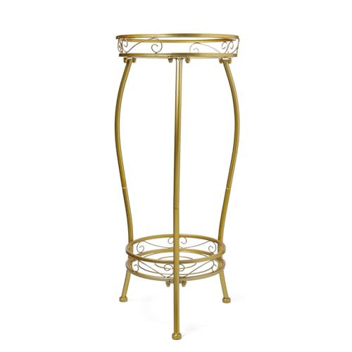 Gold Plant Stand w/ 2 Tiers, 27"