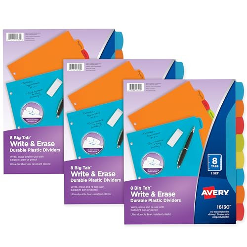 Avery Big Tab Write & Erase Durable Plastic Dividers