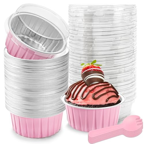 5 OZ Mini Cake Pans with Lids, 50 pack