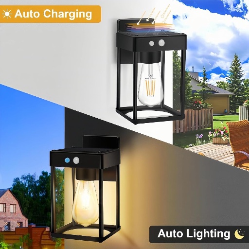 Metal Solar Wall Lights with Clear Glass Shade