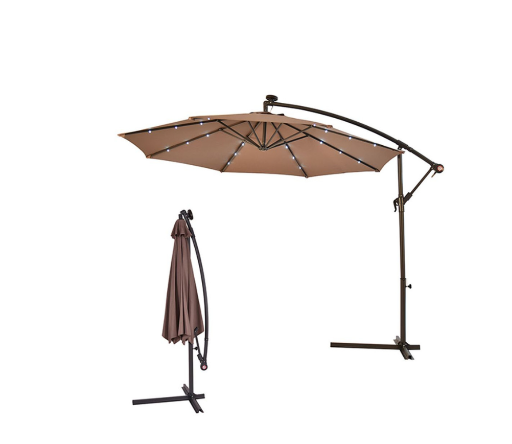 10-Foot Hanging Solar LED Patio Umbrella