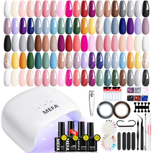 MEFA 60 Pcs Gel Nail Polish Kit with UV Light