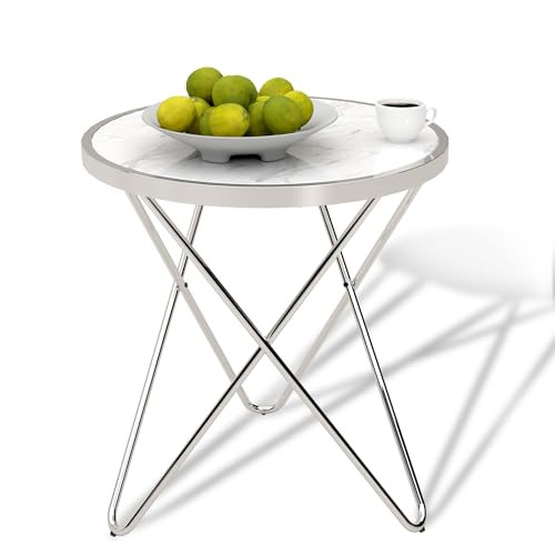 Round Coffee Table with Marble Texture Top