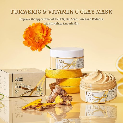 ANAI RUI Vitamin C Face Mask W/Turmeric and Kaolin Clay, 4.23 Oz.