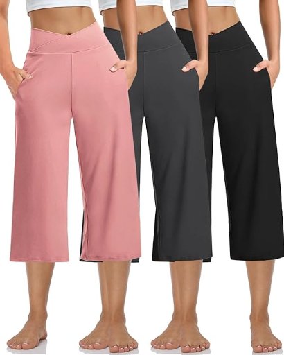 3-Pack Wide Leg Yoga Capris