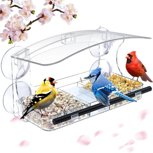MrCrafts Clear Outdoor Window Bird Feeder