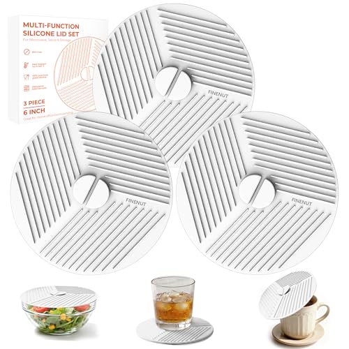 3-Pack 6" FINENUT Silicone Bowl Lids & Microwave Splatter Covers