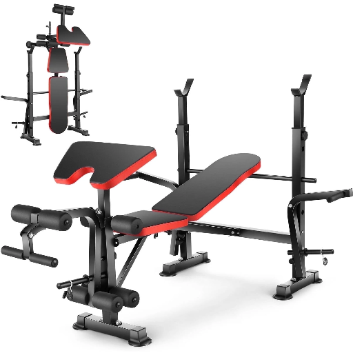 VIBESPARK 6-in-1 Adjustable Weight Workout Bench Set