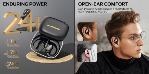 Monster Open Ear AC520 Headphones W/24H Playtime