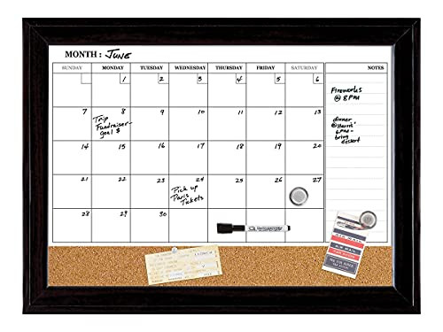 Quartet Magnetic Dry Erase Whiteboard Calendar and Corkboard