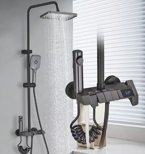 Rozin Black Smart Digital Display Shower Faucet Set