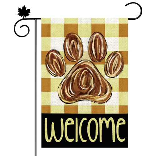 Fall Paw Print Garden Flag
