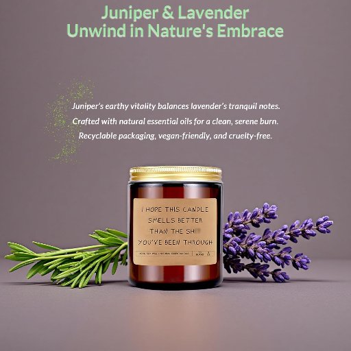 Funny Juniper Lavender Scented Soy Wax Jar Candle