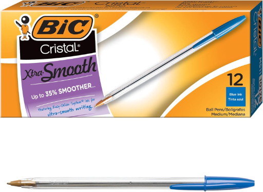 BIC Cristal Xtra Smooth Blue Ballpoint Pens