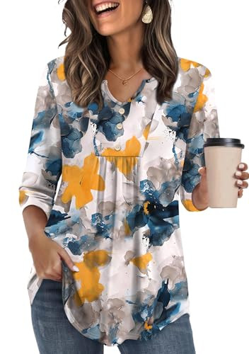WIHOLL Women's Blouses Dressy Casual 3/4 Length