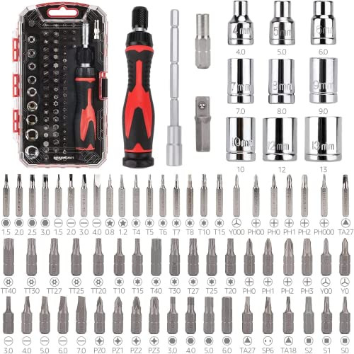 Amazon Basics Magnetic Ratcheting Wrench and Electronics Precision Screwdriver Set