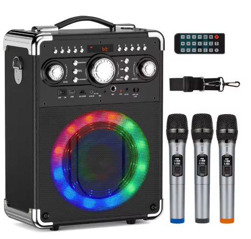 Portable Bluetooth Karaoke Speaker with 3 Microphones