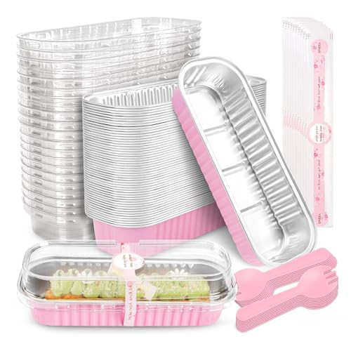 50-Pack Mini Cake Pans with Lids and Spoons