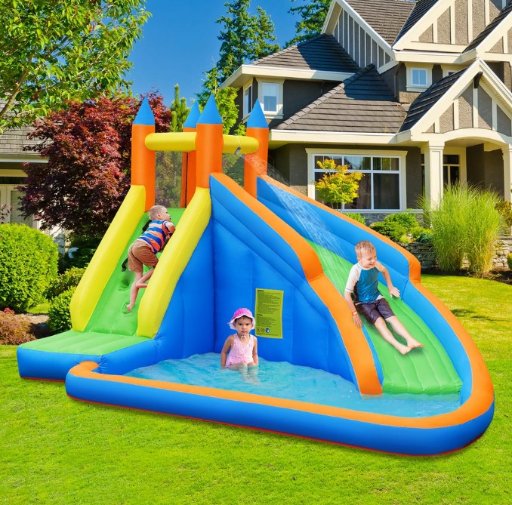 Costway Inflatable Water Slide Mighty Bounce House Splash Pool