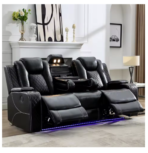 TODRANI Power Reclining Sofa with Wireless Charger and LED Lights